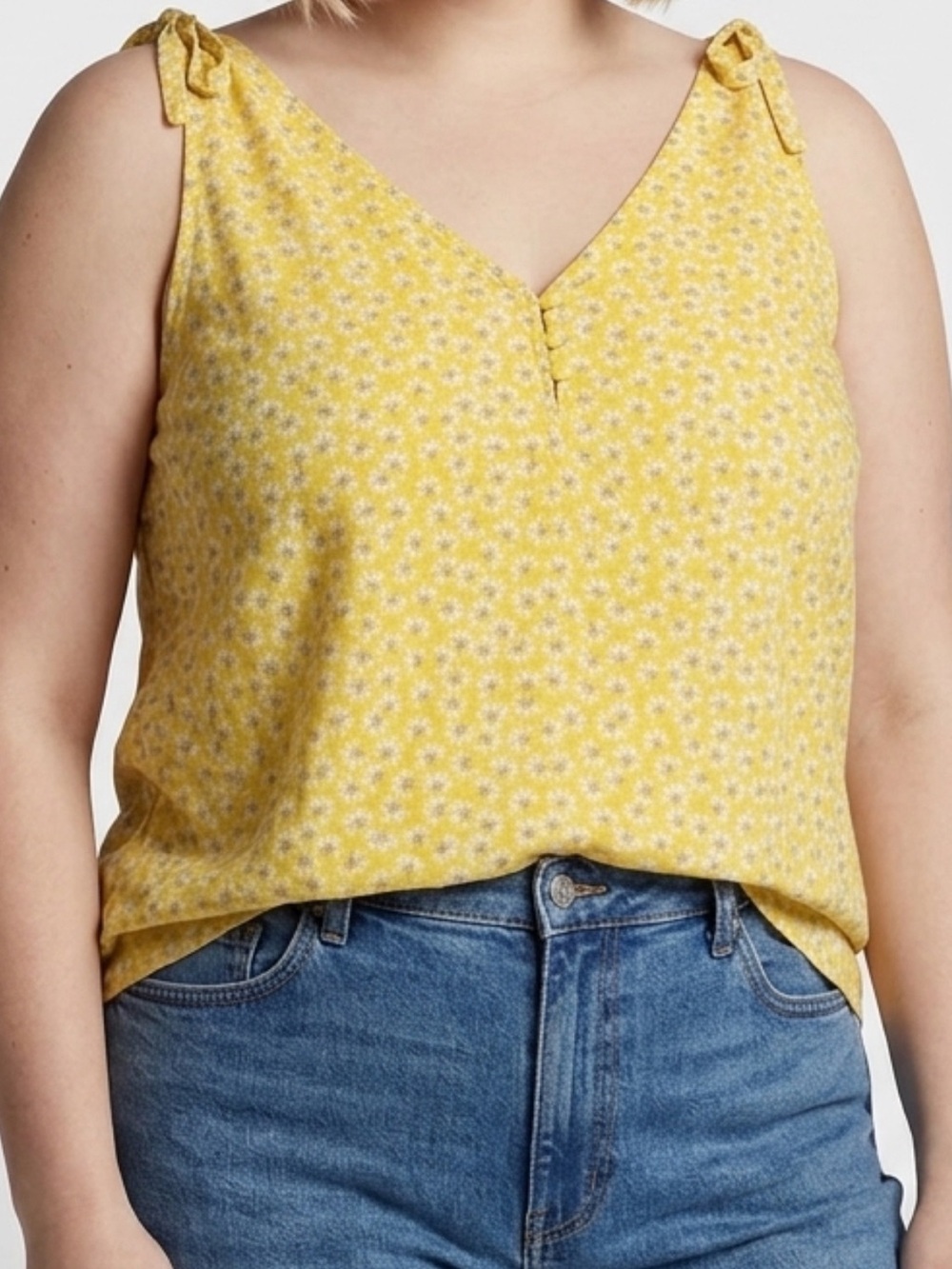 Daisy Yellow Tie Shoulder Tank Top St John’s Bay